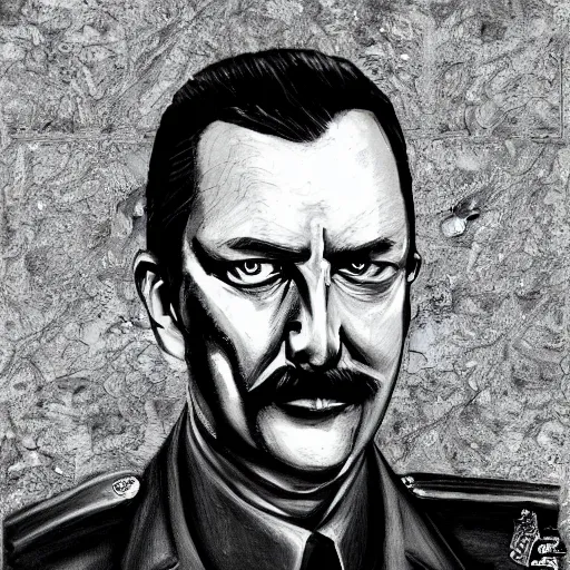 Image similar to Portrait of Igor Ivanovich Strelkov in artstyle of H. R. Giger