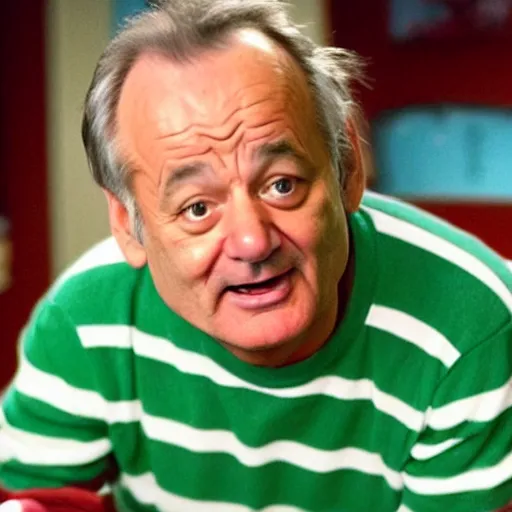 Prompt: a still of bill murray as steve from blues clues