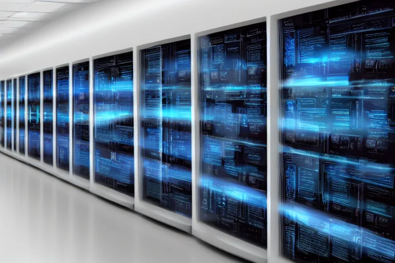 Image similar to wall of computers, futuristic