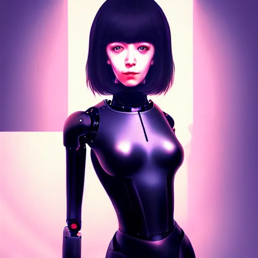 Prompt: a humanoid robot woman with integrated cybernetic modifications, cyberpunk art by ilya kuvshinov, trending on cgsociety, computer art, ilya kuvshinov, artstation hd, artstation hq