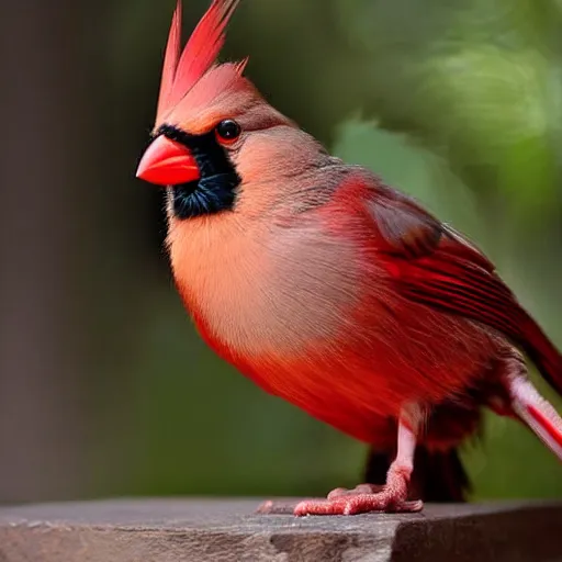 Prompt: female cardinal kenku, dungeons and dragons, female cardinal bird person,