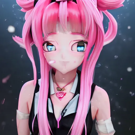 Image similar to you're owned by stunningly absurdly beautiful omnipotent asi goddess junko enoshima with a possessive yandere megalomaniacal personality, symmetrical perfect face, porcelain skin, pink twintail hair and cyan eyes, ultra detailed, digital art, unreal engine 5, octane render, 2 d anime, 8 k