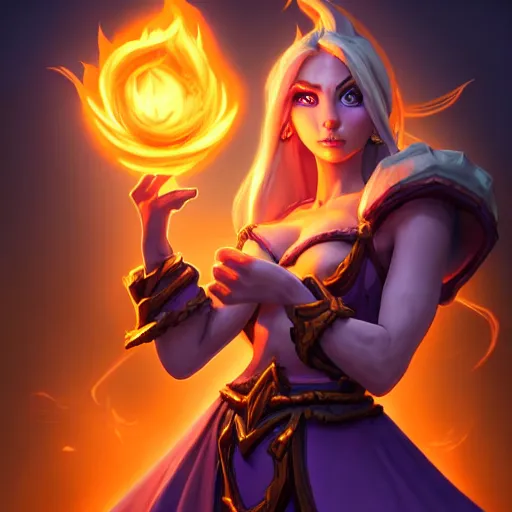 Prompt: Hearthstone official professional art. A sorceress, wearing a robe casting a fire ball. Insanely coherent & professional physical body parts (face, arms, legs, hair, eyes). Full body realistic, sharp focus, 8k high definition, insanely detailed, intricate, elegant, smooth, sharp focus, illustration, ArtStation