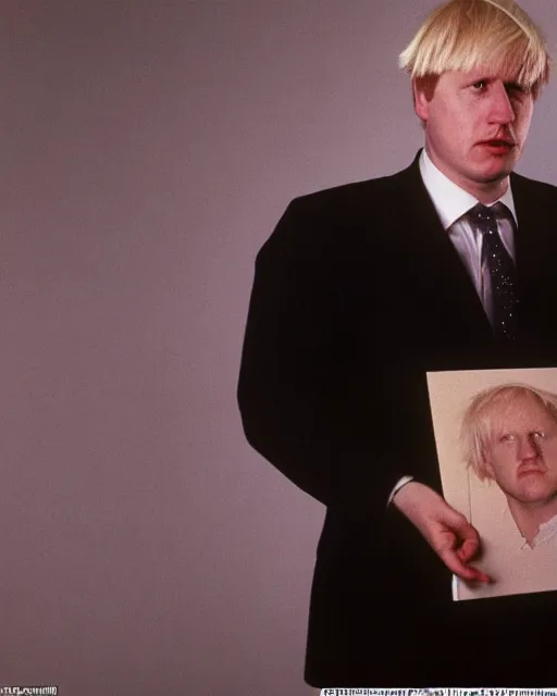 Prompt: a portrait of a 1 9 8 0 s kgb agent looking like boris johnson