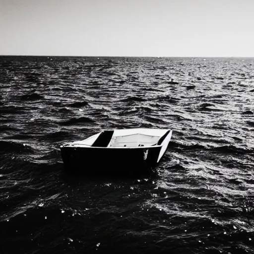 Image similar to a boat in the top of the sea, looked from the depth