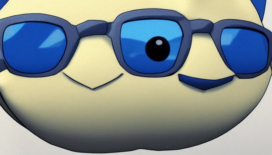 Prompt: pokemon snorlax wearing sunglasses, photorealistic rendering