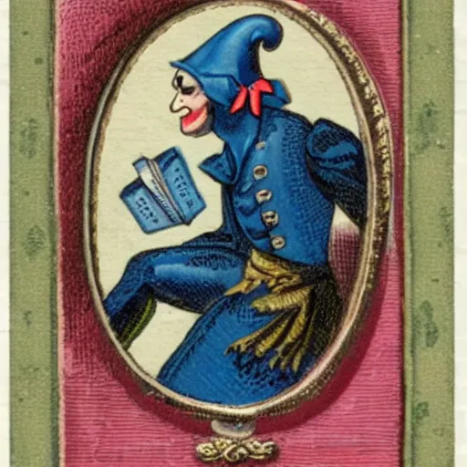 Image similar to fancy victorian cards jester