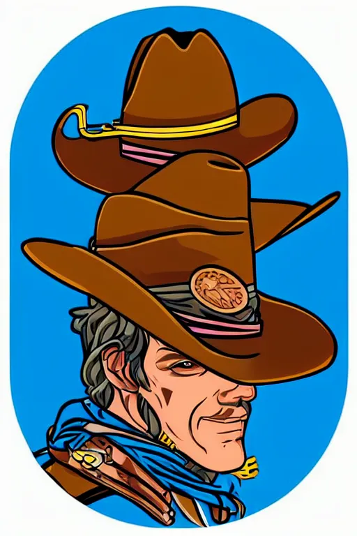 Image similar to A portrait of a snake that is a cowboy, sticker, colorful, illustration, highly detailed, smooth and clean vector curves, no jagged lines, vector art, smooth