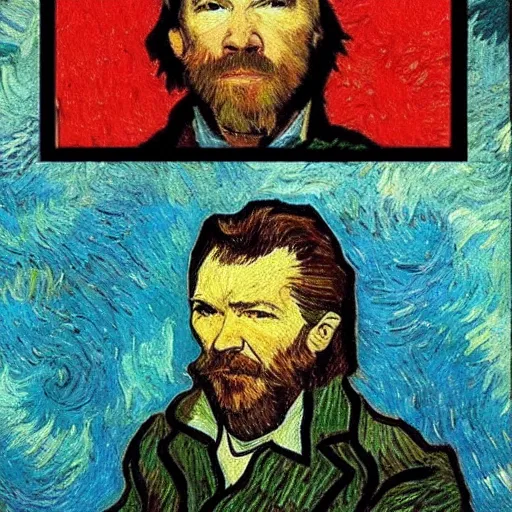 Image similar to John Prine in the style of Van Gogh