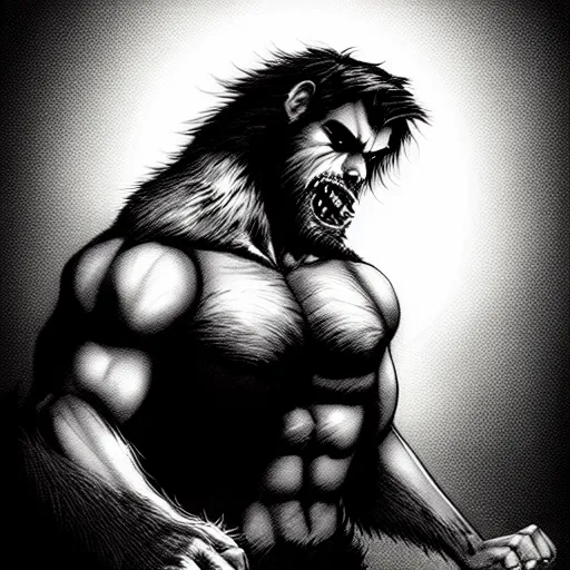 Prompt: in the style of artgerm, steve niles, rafael albuquerque, large hairy werewolf in a shopping mall at night, moody lighting, horror scary terror