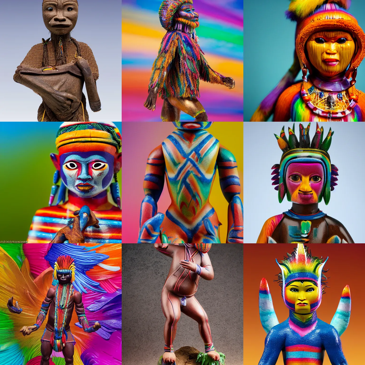 Prompt: a still high quality figurine of a selk ´ nam people by alex ross, lisa frank, dynamic pose, detailed product photo, sharp focus, tone mapped, epic composition 8 5 mm, f. 1 4, full shot