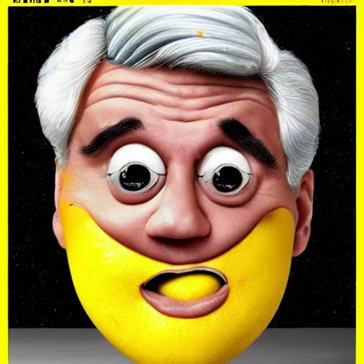Prompt: a lemon with jay leno's face on top of the lemon
