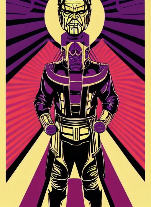 Image similar to obey art poster with thanos. by shepard fairey