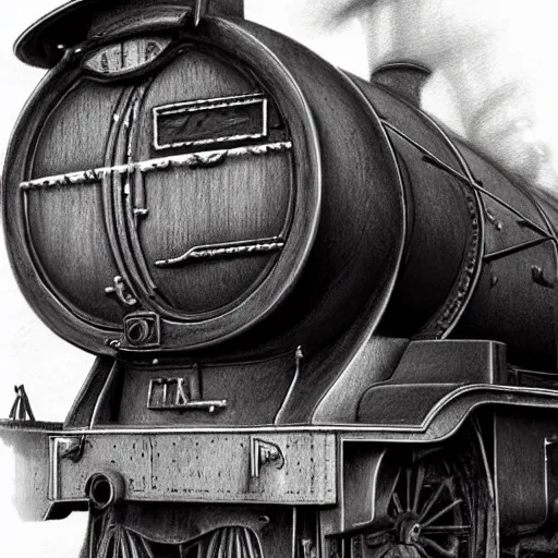 Image similar to close up of hogwarts express, pencil sketch, realistic shaded, fine details, realistic shaded lighting poster by greg rutkowski