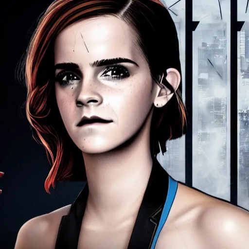 Image similar to Cyberpunk Emma Watson