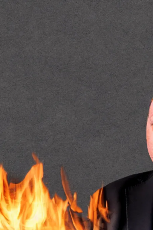 Prompt: Alex Jones burning a giant pile of 45 million dollars. Photo realistic. Award winning