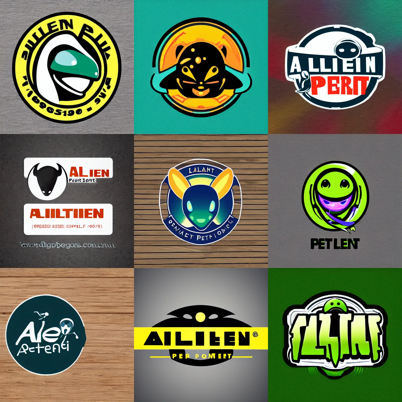 Prompt: alien pet store logo, professional