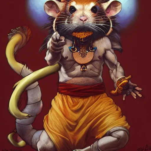 Image similar to a chinchilla as dhalsim from street fighter, 4 k, ultra realistic, detailed focused art by artgerm and greg rutkowski and alphonse mucha