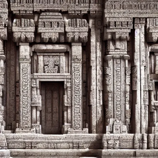 Image similar to 4 k unreal engine render of an ancient never seen before indian high detail temple. complex architecture with intricate pilars. high detailed water. flowers