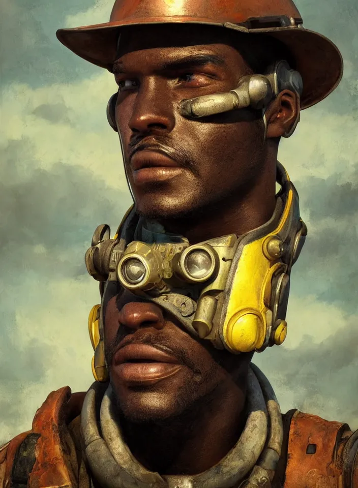 Prompt: a face portrait of preston garvey ein fallout 4, scifi setting, fallout environment, drab colors, serene lighting, atmospheric, cinematic, moody, in the style of diego koi, gina heyer, luiz escanuela, art by alyssa monk, hyperrealism, rule of thirds, golden ratio, oil on canvas, 8 k