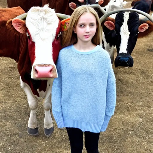 Prompt: a girl with huge sweater-cows