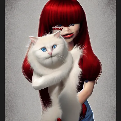 Prompt: graphic, hyperreal, portraiture illustration of a anthropomorphic beautiful ragdoll cat in different marvel - roll cosplay clothes, trending on artstation
