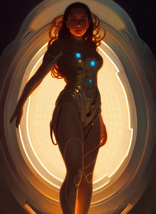 Image similar to full body portrait of girl, chemisty, sci - fi, glowing lights!! intricate, elegant, highly detailed, highly detailed face, digital painting, artstation, concept art, smooth, sharp focus, illustration, art by artgerm and greg rutkowski and alphonse mucha, 8 k