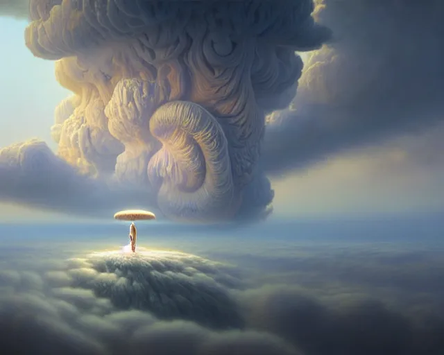 Image similar to a hyper - detailed 3 d render like a oil painting of venusian cloud farming, surrealism!!!!! surreal concept art, lifelike, photorealistic, digital painting, aesthetic, smooth, sharp focus, artstation hd, by greg rutkowski, bruce pennington, valentina remenar and asher duran,