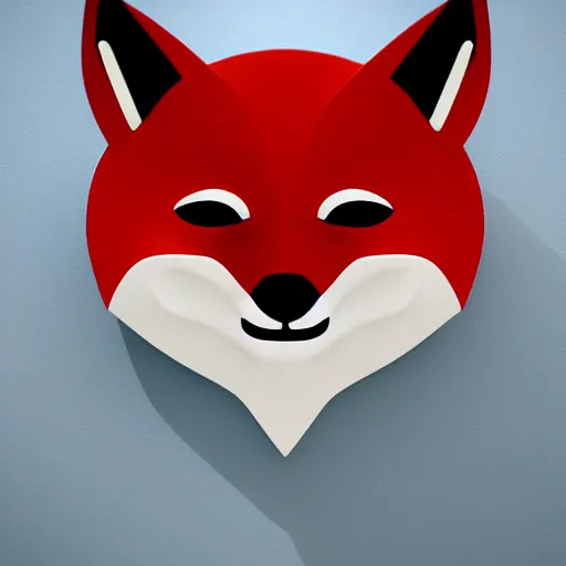 Image similar to an abstract, simplified icon depicting a fox, white background, elegant, award-winning, clever, render, blender, 3d