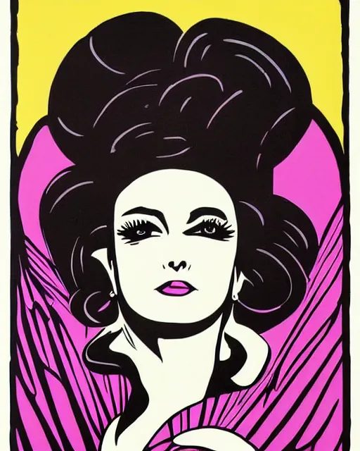 Prompt: vulvina queen of ecstasy, by saul bass, graphic design, flat color, solid color, poster