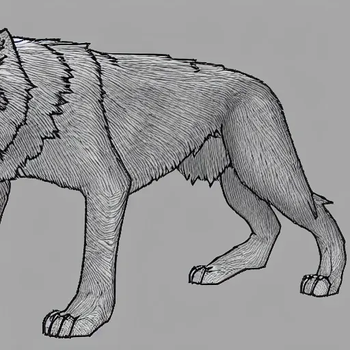 Prompt: wolf template base lineart, full-body view, simple, no color, coloring book style, high quality, HD, 8K