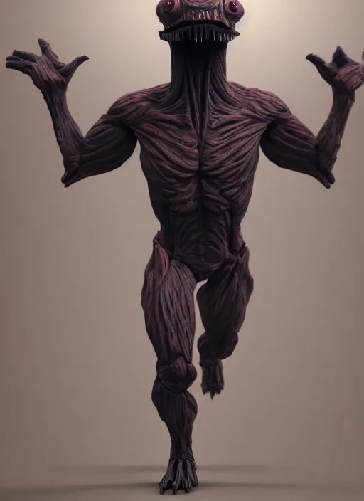 Image similar to Acid_beast_humanoid_four_legged_no_face_muscular_ripped_raging, detailed and realistic, 4k, filmic render