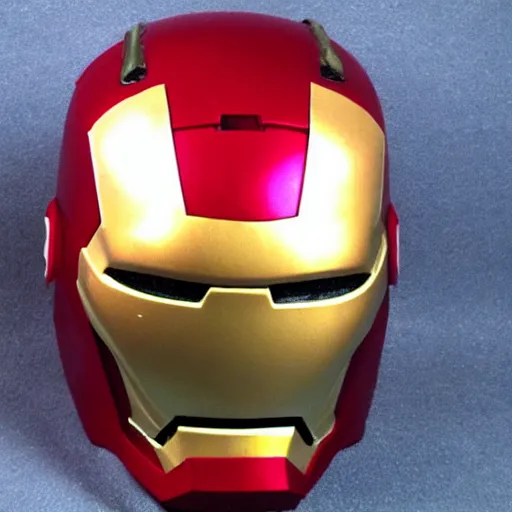 Prompt: ironman helmet made out of clay