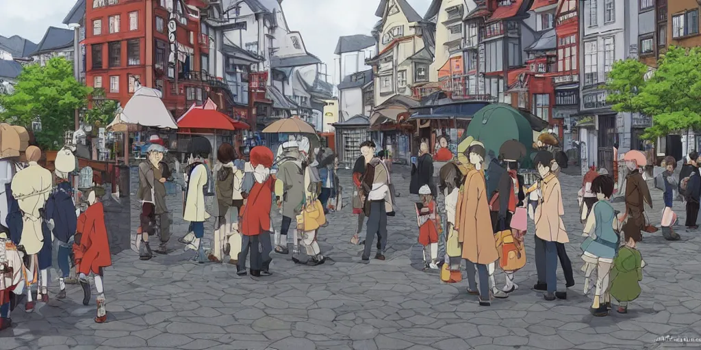 Prompt: anime Highly detailed street life in stavanger by noon, strong atmosphere by Studio ghibli