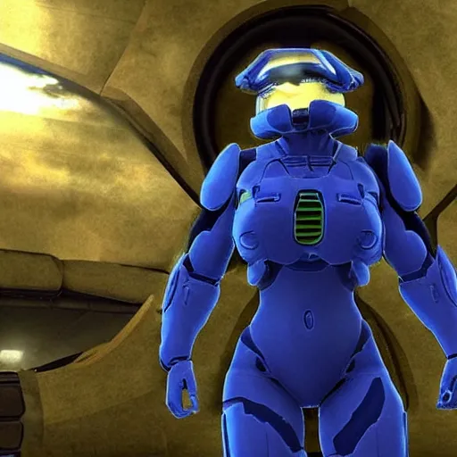 Prompt: danny devito as cortana in halo 3