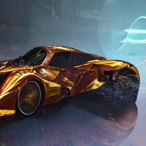 Image similar to car : motherboard forms designed by zaha hadid sci-fi futuristic ultra realistic photography, keyshot render, octane render, unreal engine 5 render, high oiled liquid glossy specularity reflections, ultra detailed, golden hour 4k, 8k, 16k in the style ofblade runner 2049 Cyberpunk 2077 ghost in the shell thor 2 marvel film : tilt shift: sharp focus