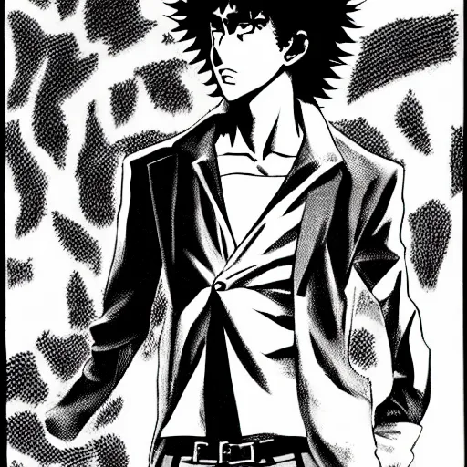 Image similar to Spike Spiegel by Kentaro Miura :: Manga panel,