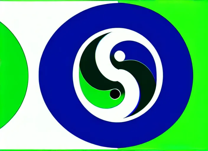 Prompt: A yin-yang logo in green and blue