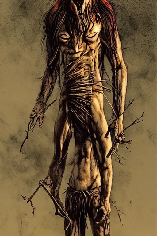 Image similar to mad native american skinwalker artwork by ben templesmith