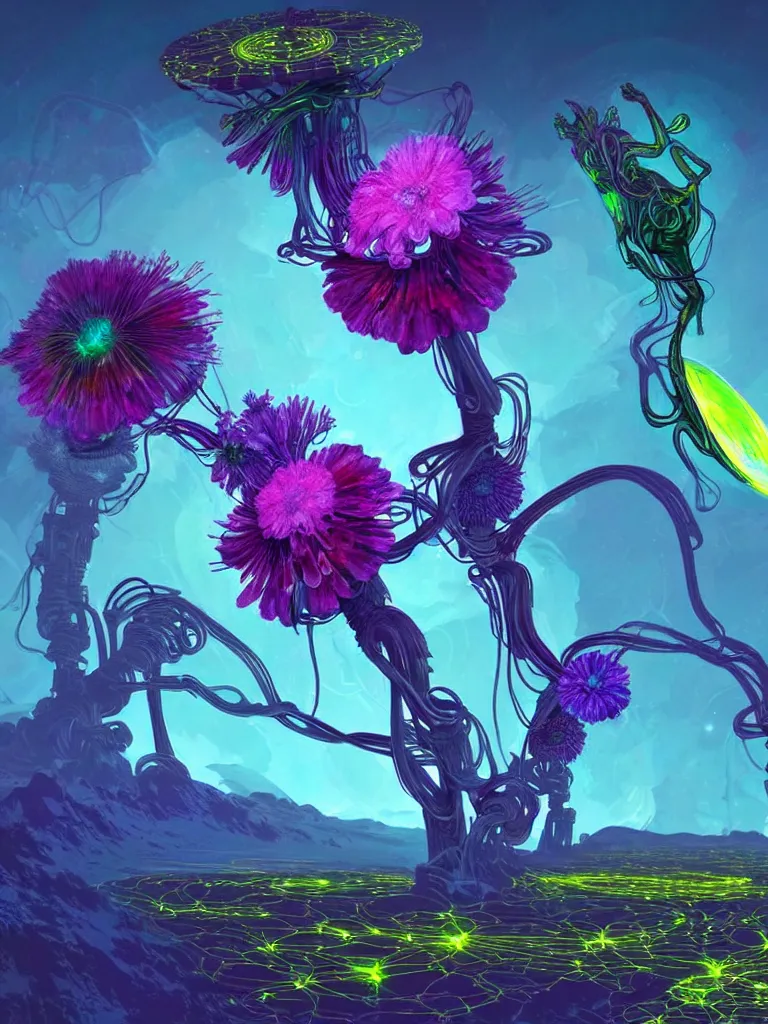 Image similar to concept art. illustration. sci - fi. multicoloured strange weird plants and flowers from a different alien planet. high sci - fi. holographic, beautiful, ethereal