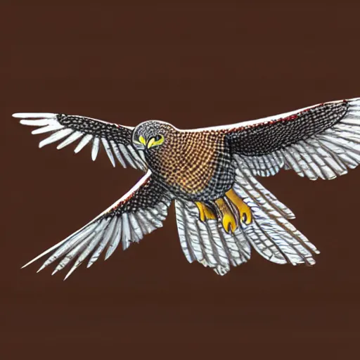 Image similar to concept art of a gyrfalcon for a nature observation game