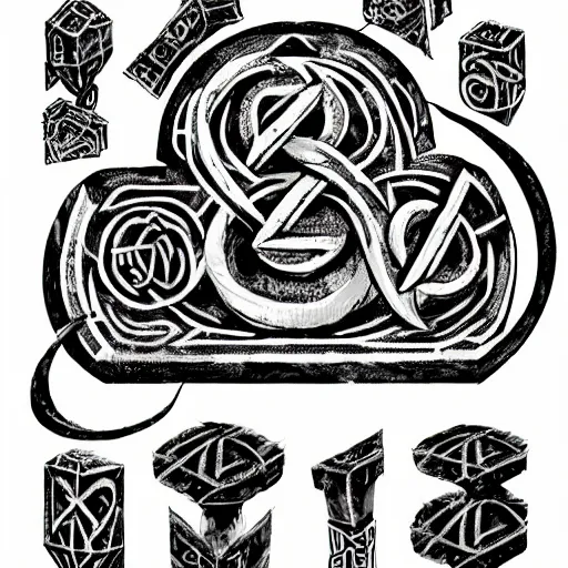 Prompt: magic rune inscription drawn on paper iconography game icon rpg fantasy ability icon icon diablo blizzard digital art, trending on art station kvlt by peder balke by guido crepax by norman bluhm mystic high contrast monochromatic noir