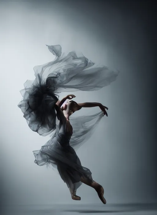 Image similar to a Photorealistic dramatic hyperrealistic render of a beautiful Female smoke dancer by Ken Brower and Deborah Ory of NYC Dance project,Lois Greenfield,Flowing cloth and smoke,Beautiful dynamic dramatic dark moody lighting,volumetric,shadows,cinematic atmosphere,Octane render,8K