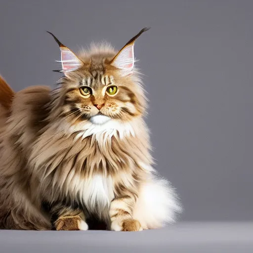 Prompt: a cute Maine coon cat with tail extended fluffy pixiv bokeh high quality 8k award winning photograph