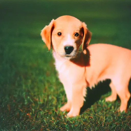 Prompt: portrait of a puppy. kodak portra 4 0 0 color negative film