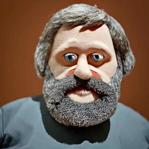 Image similar to photo of a slavoj zizek plush toy, promotional photo, high - detail, professional photograph,