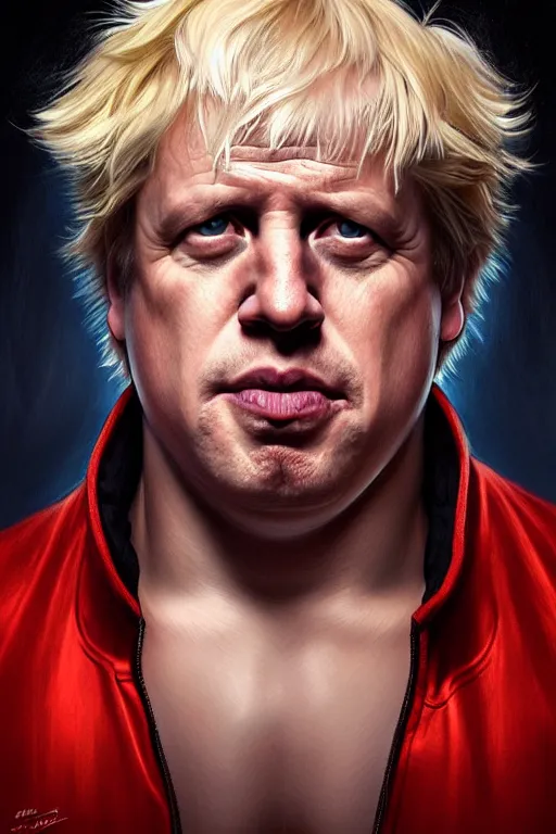 Image similar to Boris Johnson as Rokky Balboa, realistic portrait, symmetrical, highly detailed, digital painting, artstation, concept art, smooth, sharp focus, illustration, cinematic lighting, art by artgerm and greg rutkowski and alphonse mucha