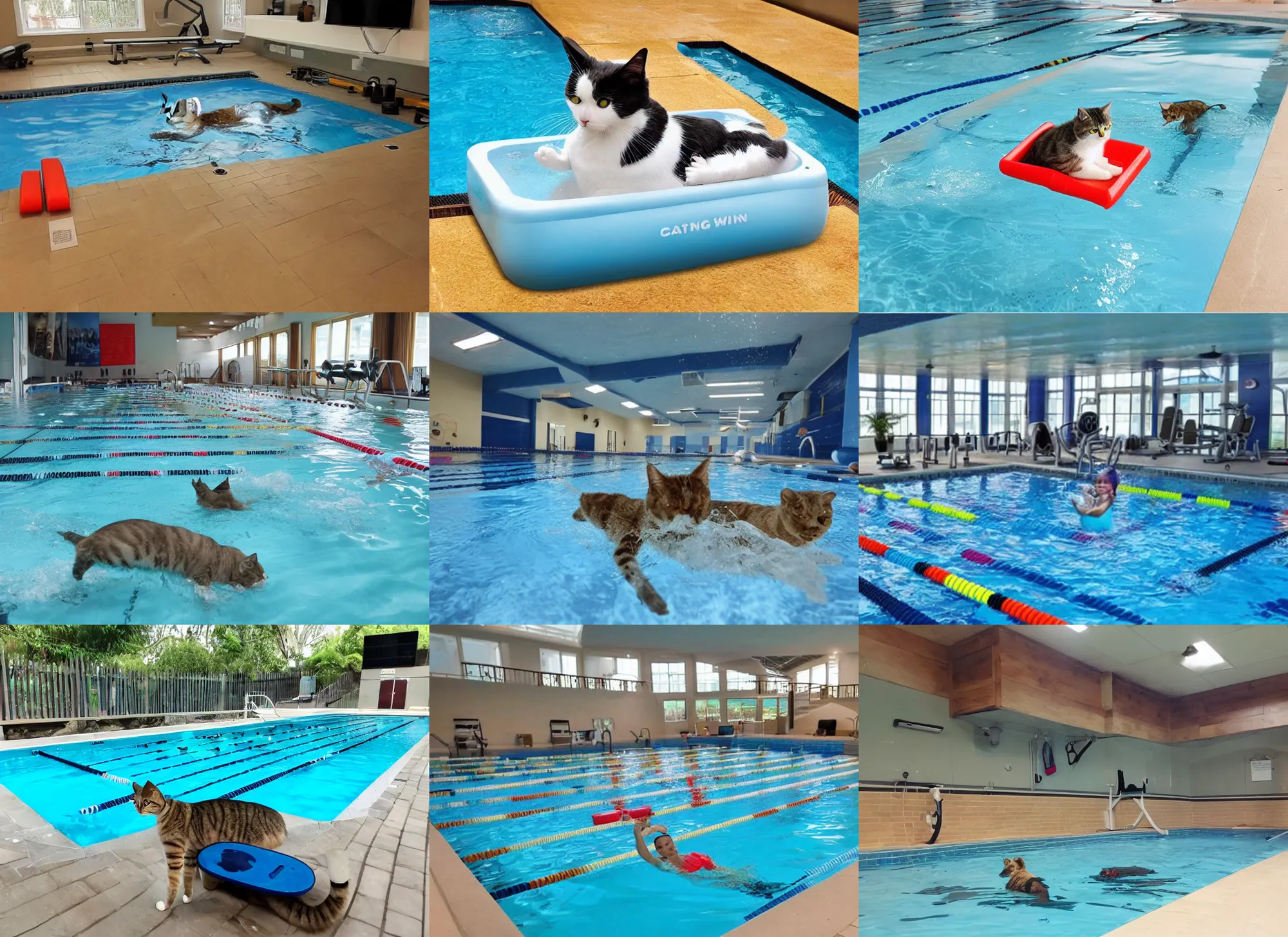 Prompt: swimming gym for cat