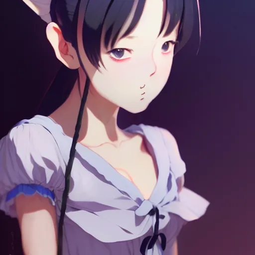 Image similar to a full body / a film still portrait of the dressed catgirl, finely detailed features, closeup at the faces, perfect art, gapmoe yandere grimdark, trending on pixiv fanbox, painted by greg rutkowski makoto shinkai takashi takeuchi studio ghibli, akihiko yoshida