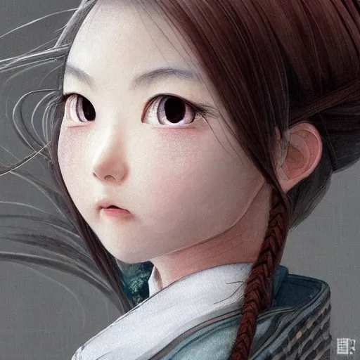 Image similar to dynamic composition, motion, ultra-detailed, incredibly detailed, a lot of details, amazing fine details and brush strokes, colorful and grayish palette, smooth, HD semirealistic anime CG concept art digital painting, watercolor oil painting of a Japanese schoolgirl, by a Chinese artist at ArtStation, by Huang Guangjian, Fenghua Zhong, Ruan Jia, Xin Jin and Wei Chang. Realistic artwork of a Chinese videogame, gradients, gentle an harmonic grayish colors.